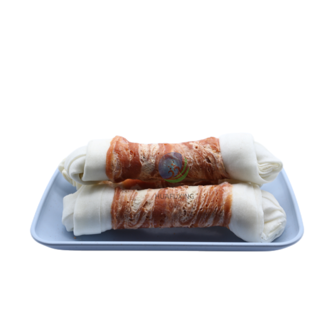 snowflake salmon wrapped knotted rawhide 7 inch